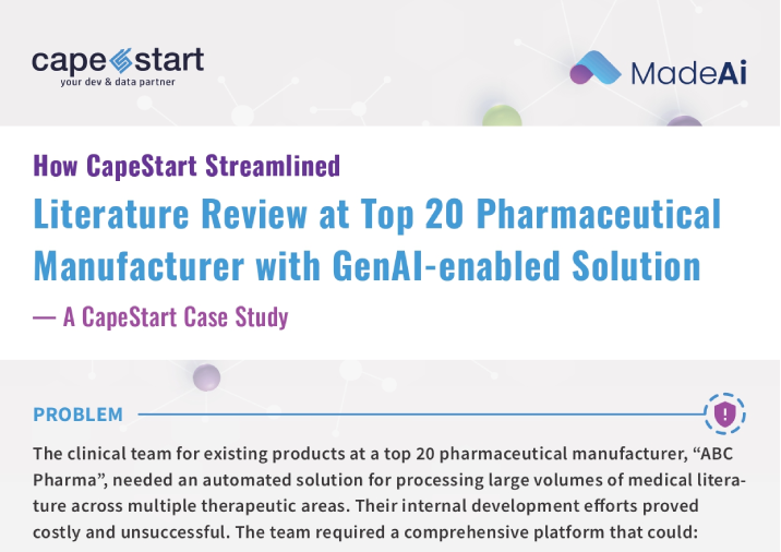 How CapeStart Streamlined Literature Review at Top 20 Pharmaceutical Manufacturer with GenAI-enabled Solution