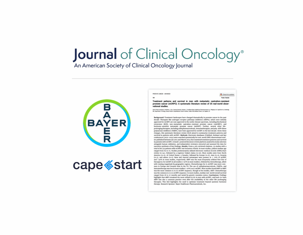 MadeAi | Treatment Patterns and Survival in Men with Metastatic Castration-Resistant Prostate Cancer (mCRPC): A Systematic Literature Review of 35 Real-World Observational Studies. (Research Sponsor: Bayer)