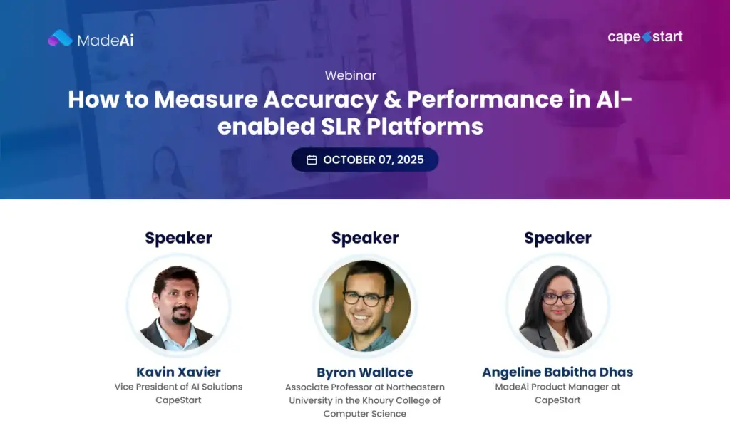 MadeAi | How to Measure Accuracy & Performance in AI-enabled SLR Platforms - A Webinar